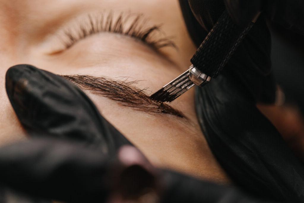 Close up of microblading treatment